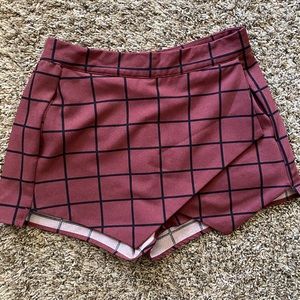 Tobi Maroon Plaid Skort